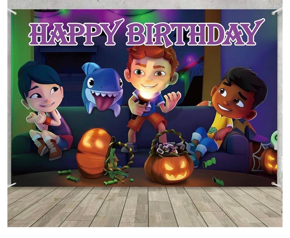 Sharkdog Happy Birthday Sign 5 x 3 Banner Party Supplies Halloween Backdrop